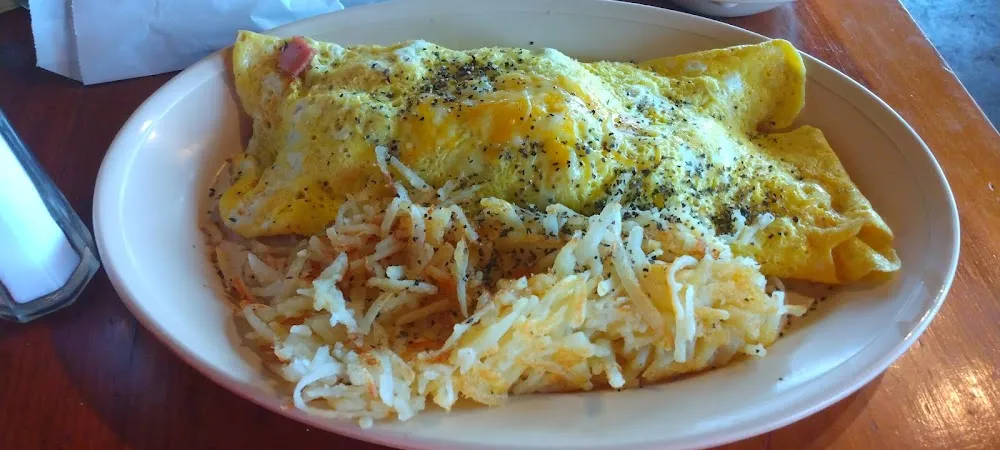 Meat Omelette and Hash Browns